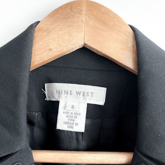 Nine West Women Blazer Jacket Career Embroidered Black Size 8 - Picture 4 of 9